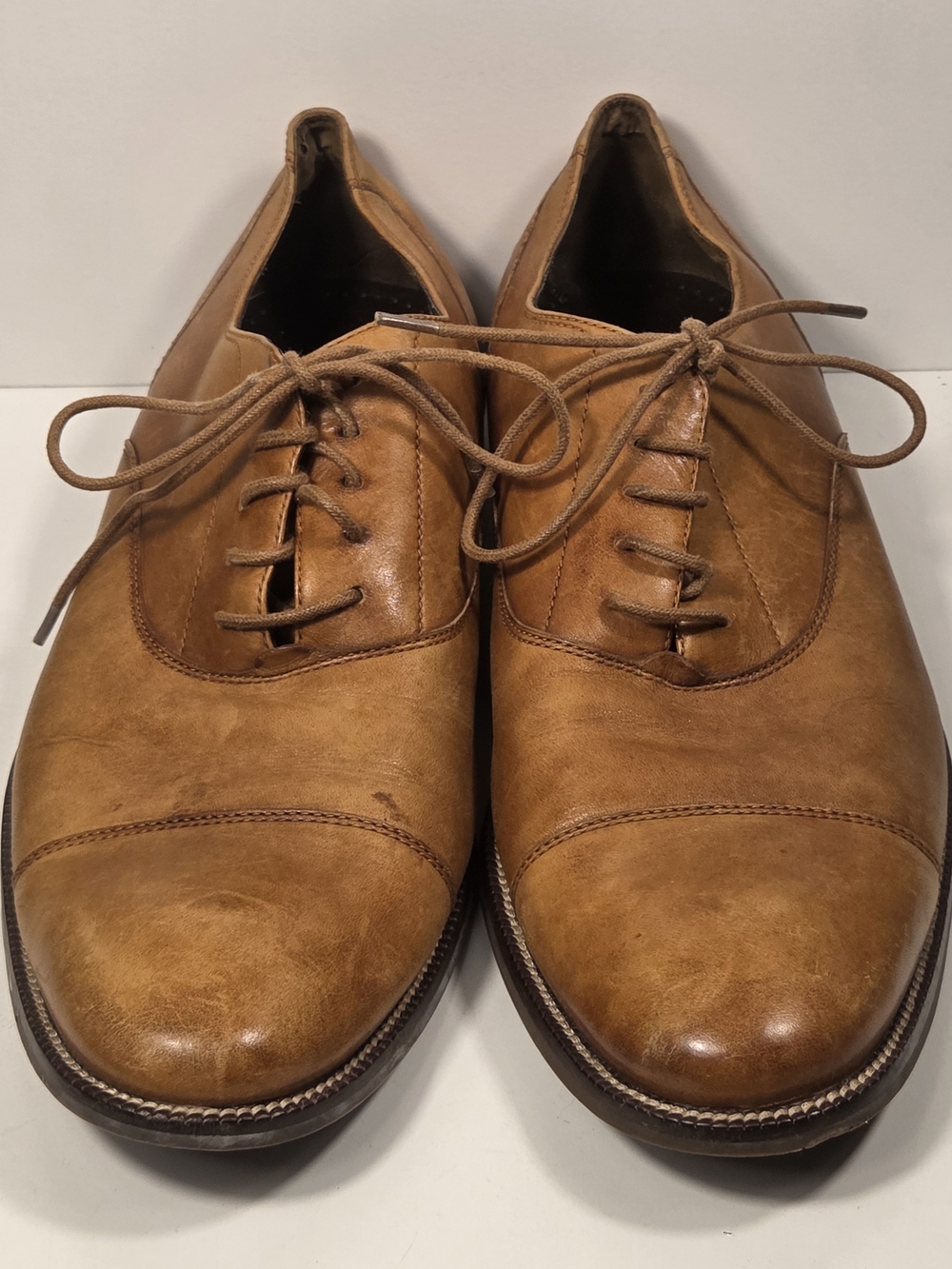 Cole Haan Tan Leather Oxford Lace-Up Dress Shoes